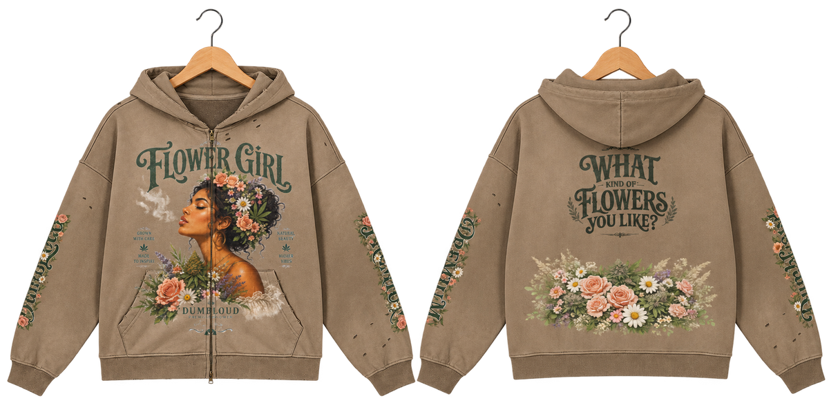 Flower Girl Hoodie on wooden hanger